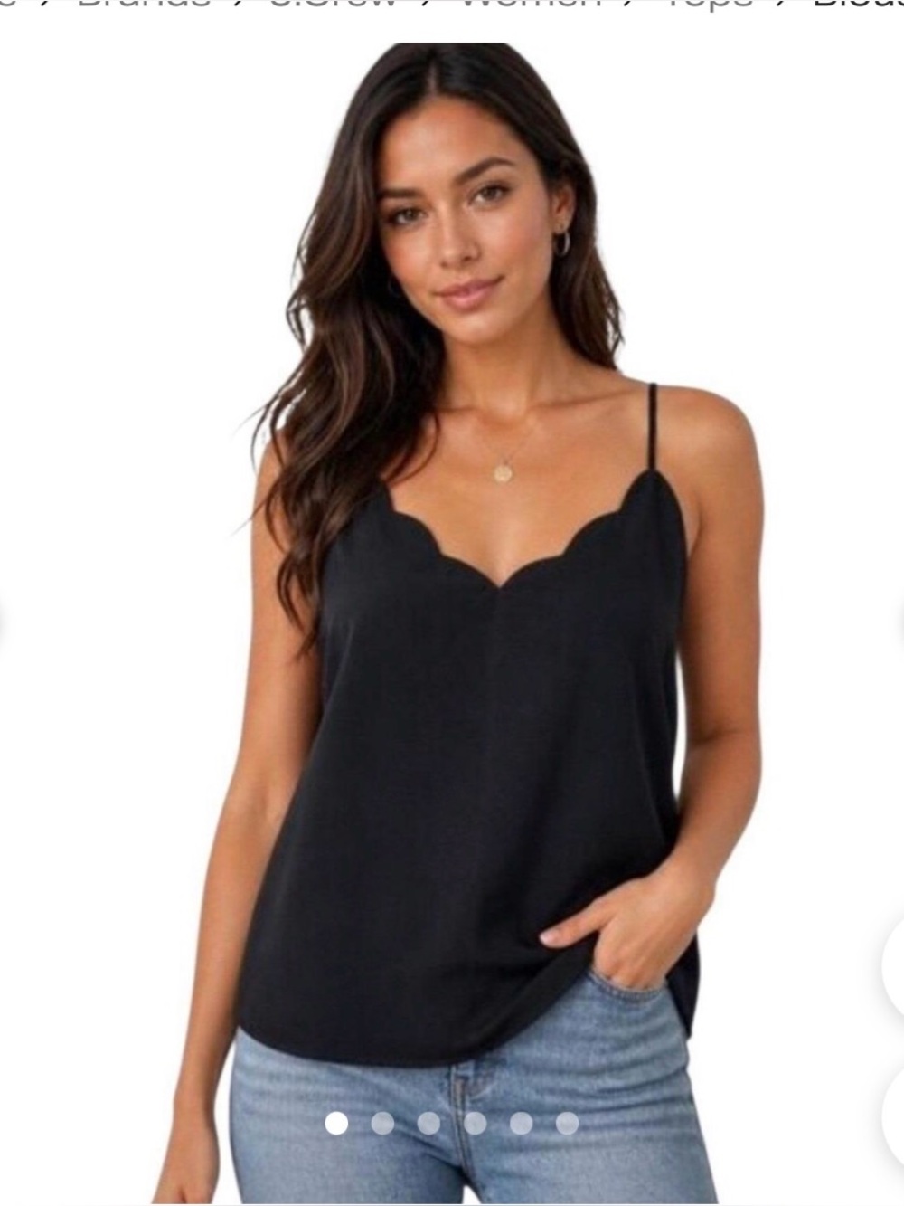 J. Crew Black Scallop-Edge Spaghetti Strap tank